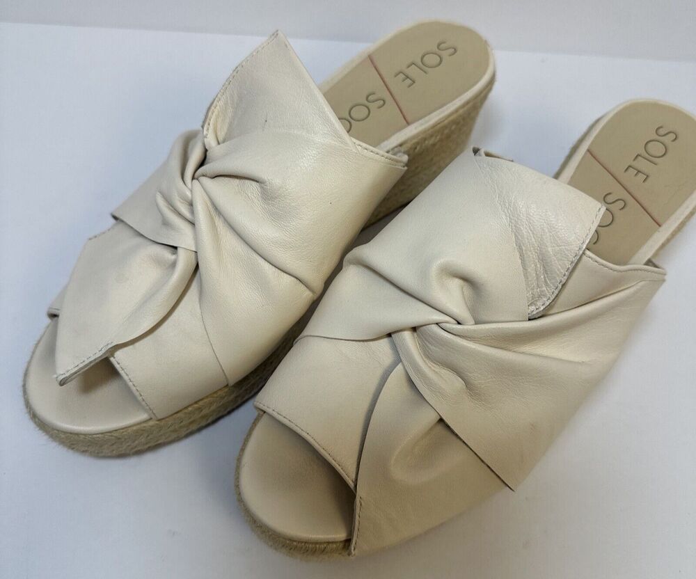 Sole Society Espadrille Beige Bow Wedges Size 8.5
